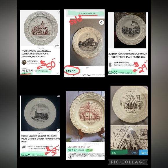 Homer Laughlin Eggshell Theme Plate - 1954/55 - "Mt. Olive Babtist" - Cowpens SC - Picture 9 of 9